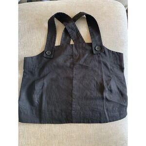 NWT Everlane The Apron Linen Tank Top Size 14 100% Linen Black Minimal Scandi